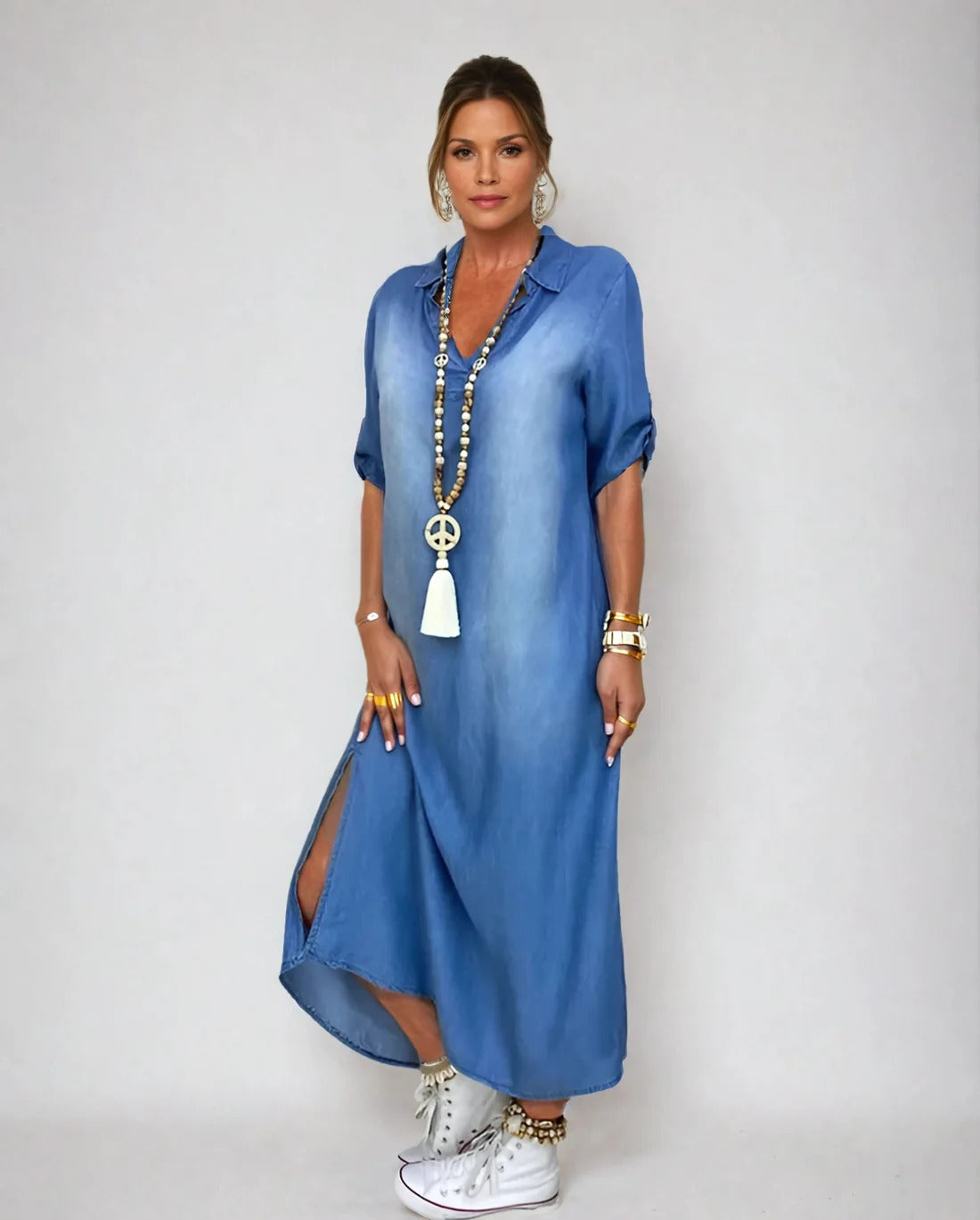 Agua | Vestido largo estilo vaquero