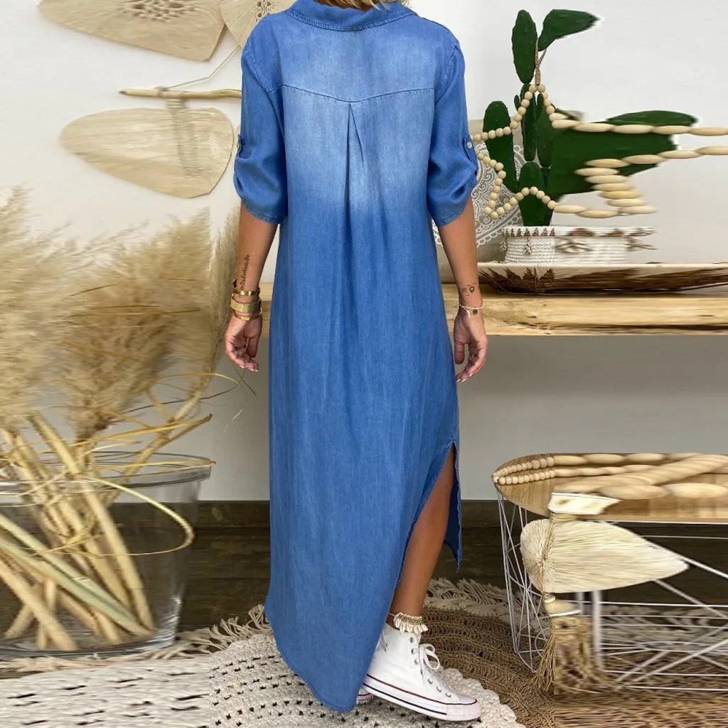 Agua | Vestido largo estilo vaquero