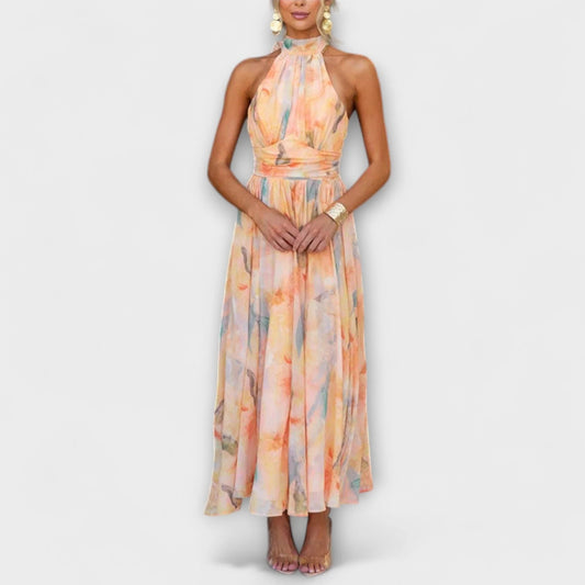 Celeste | Vestido con estampado de acuarela