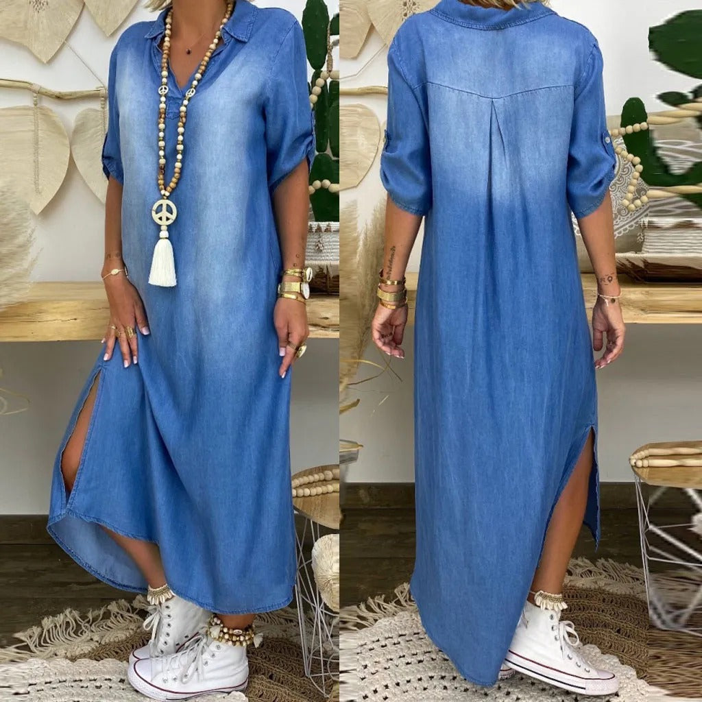 Agua | Vestido largo estilo vaquero
